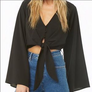 F21 Button-Front Crop Top